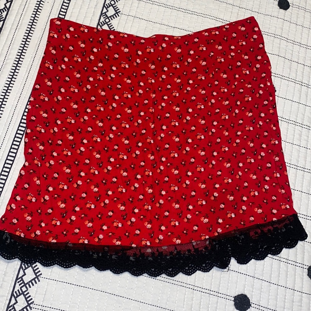Red mini skirt